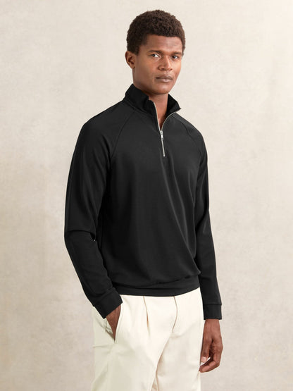 Half-Zip Funnel-Neck Sweatshirt Black | Men