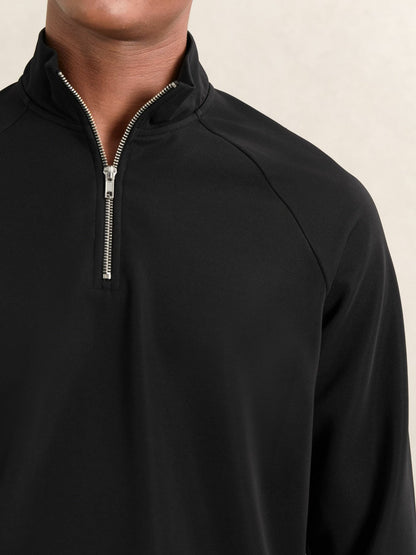 Half-Zip Funnel-Neck Sweatshirt Black | Men
