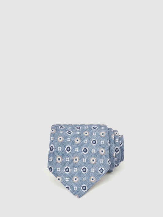 Silk Floral-Medallion Tie Soft Blue | Men