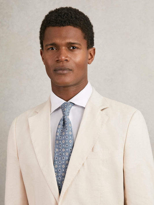 Silk Floral-Medallion Tie Soft Blue | Men