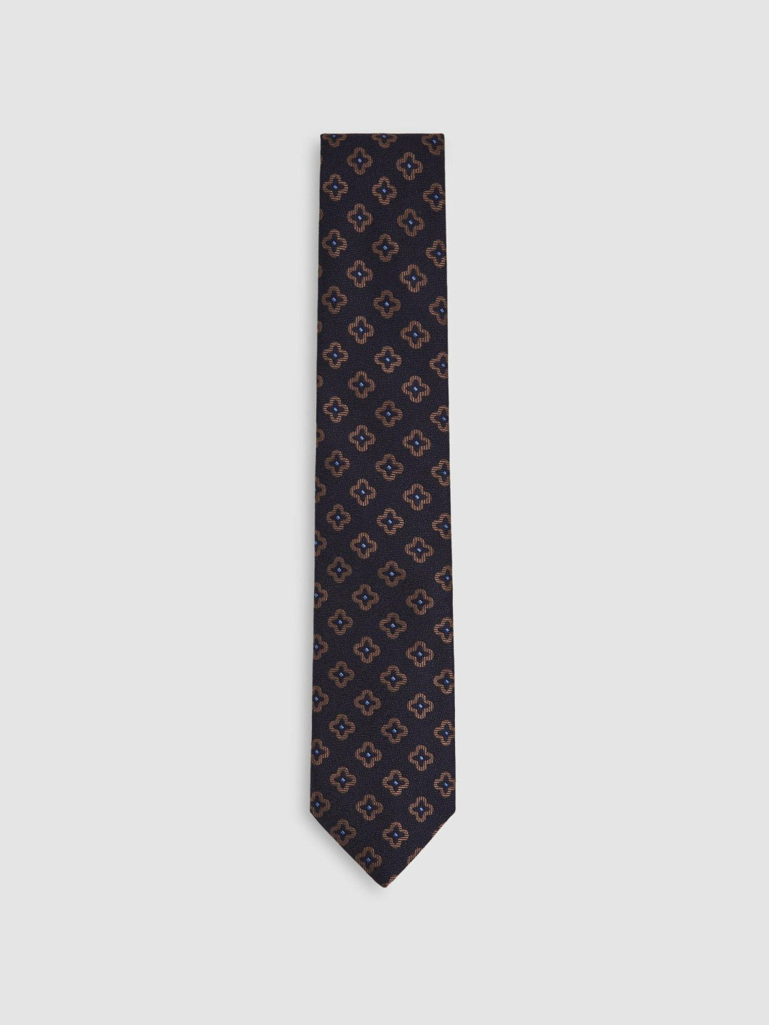 Silk-Wool Floral-Medallion Tie Navy | Men