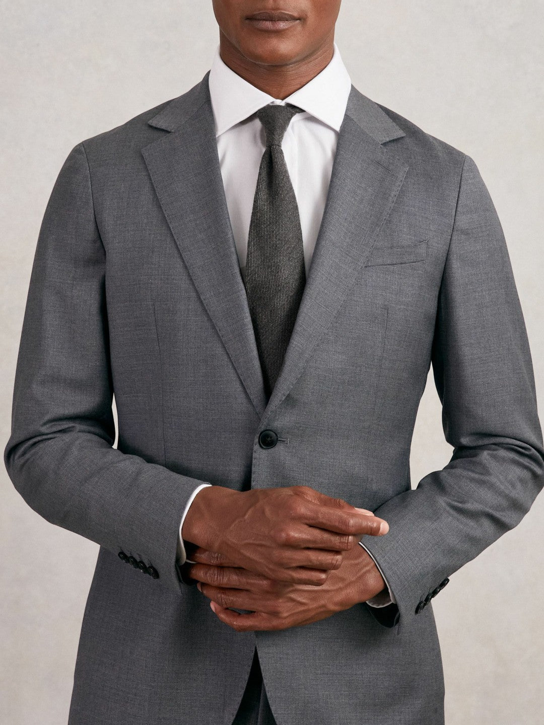 Wool-Silk Textured Tie Charcoal | Men