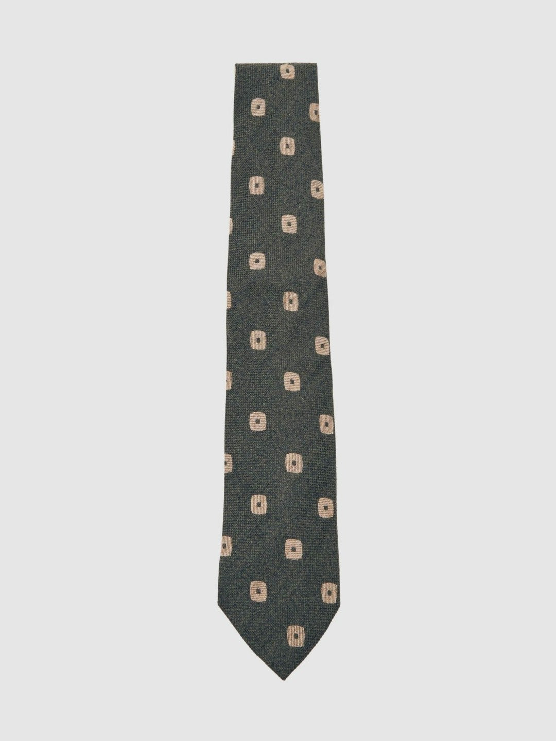 Silk-Wool Square-Medallion Tie Forest Green | Men