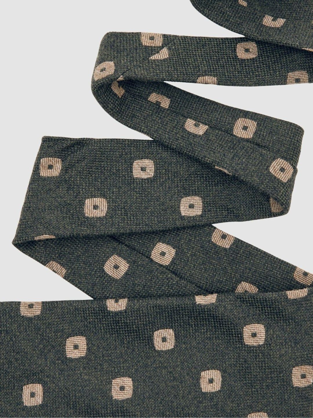 Silk-Wool Square-Medallion Tie Forest Green | Men