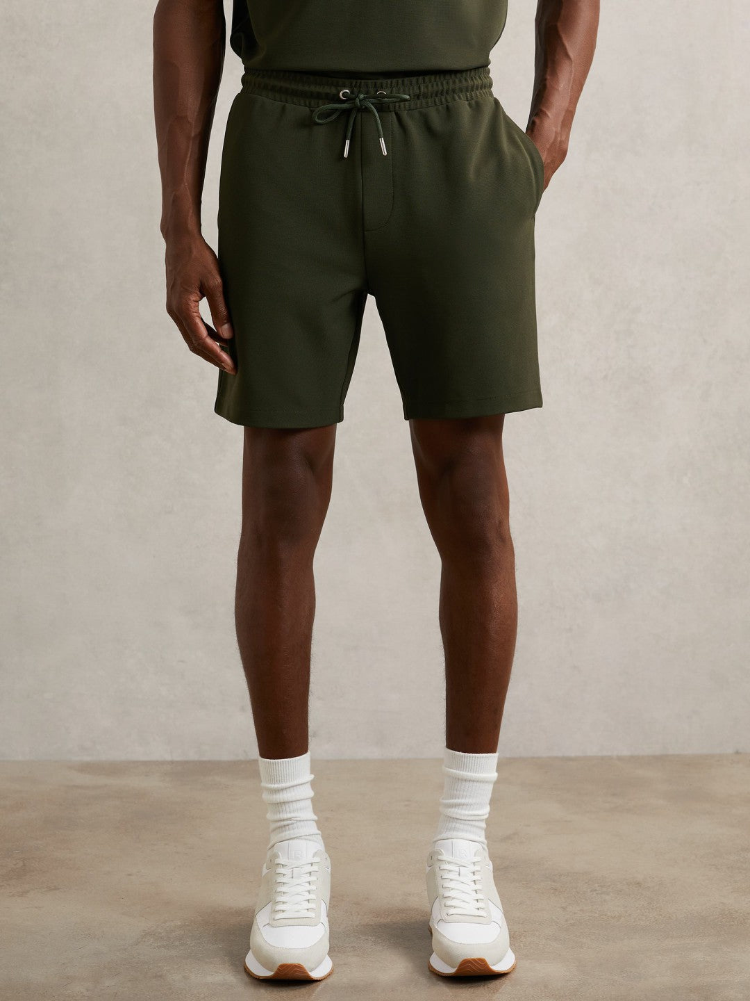 Textured Drawstring Shorts Green | Men