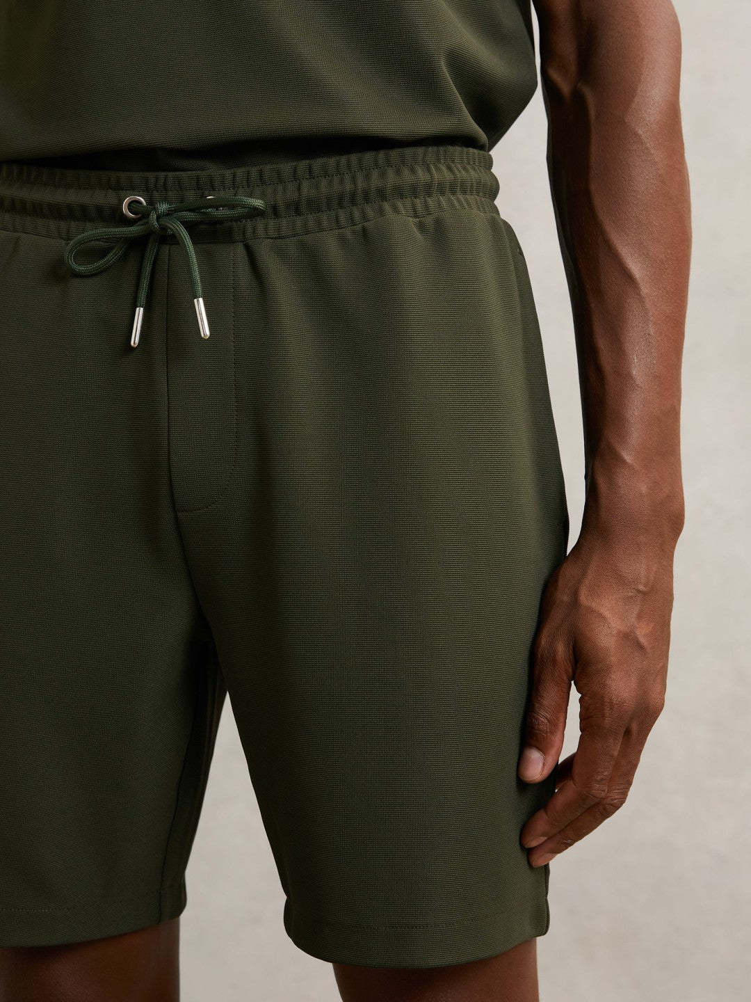 Textured Drawstring Shorts Green | Men