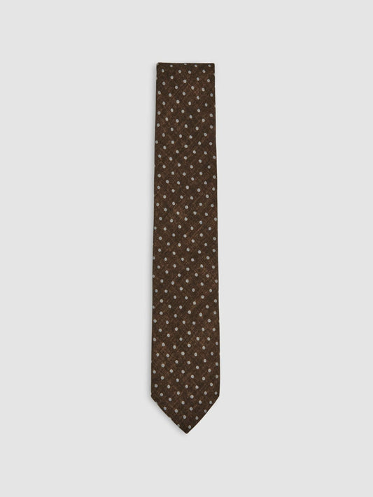 Wool-Cotton Polka-Dot Tie Chocolate Brown | Men