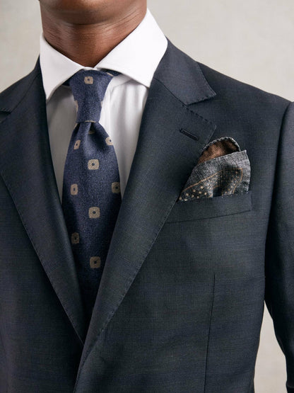 Silk Floral-Medallion Pocket Square Denim Blue Melange | Men