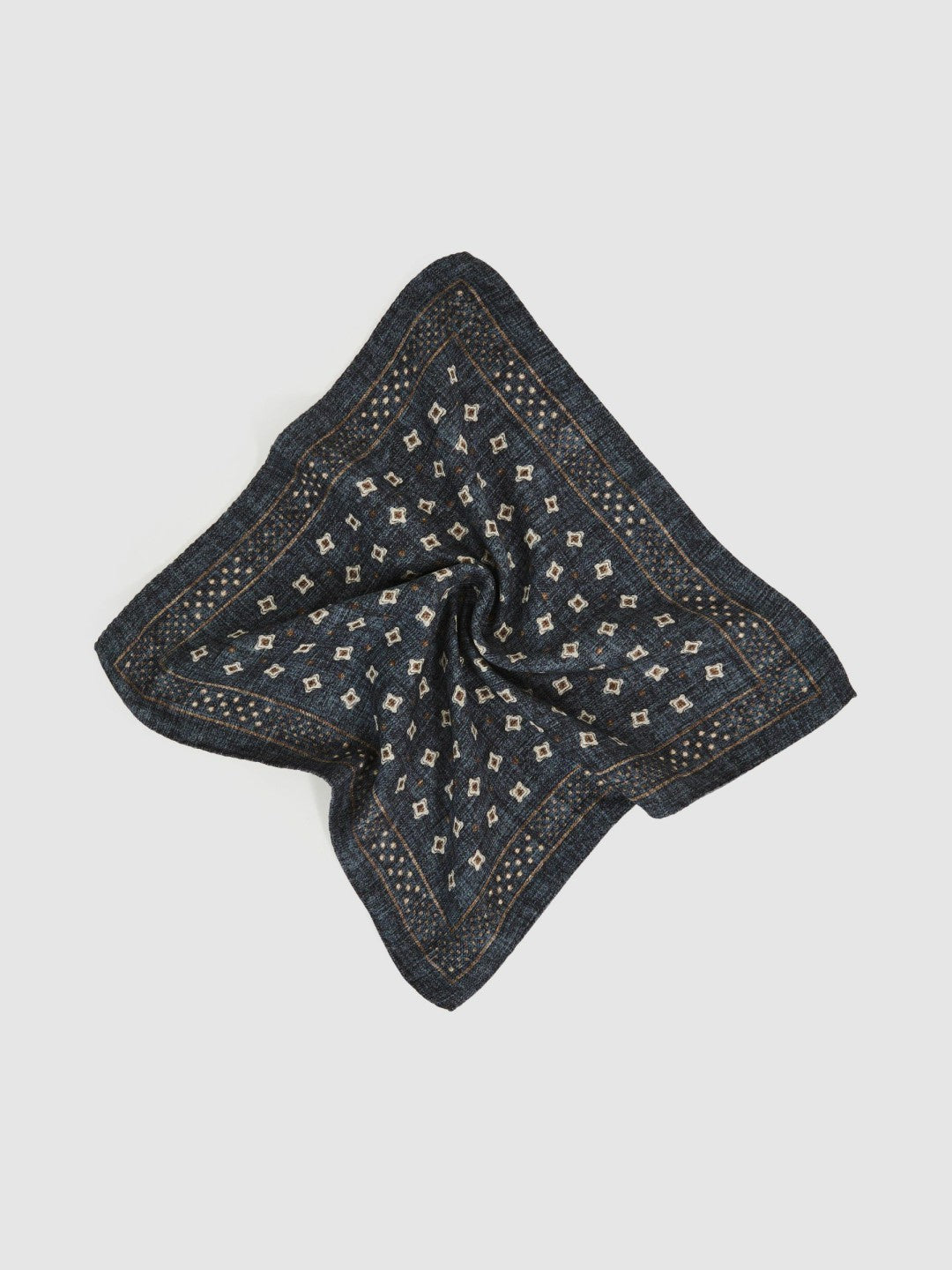 Silk Floral-Medallion Pocket Square Denim Blue Melange | Men