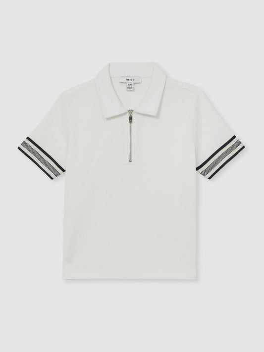 3-9 yrs Textured Half Zip Polo Shirt White | Children & Baby
