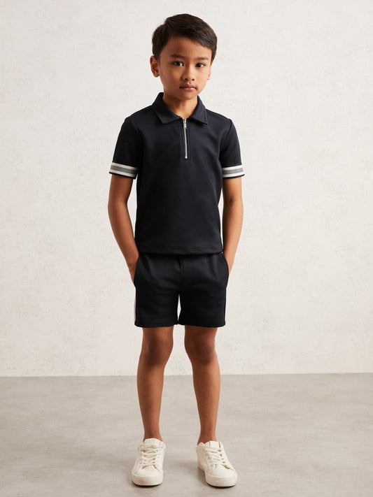 3-9 yrs Textured Half Zip Polo Shirt Navy Blue | Children & Baby