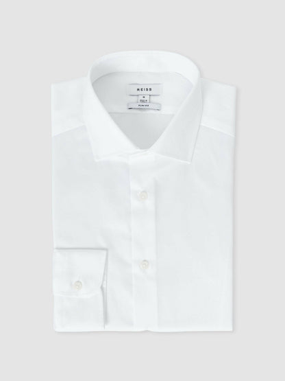Slim Fit Cotton Sateen Shirt White | Men