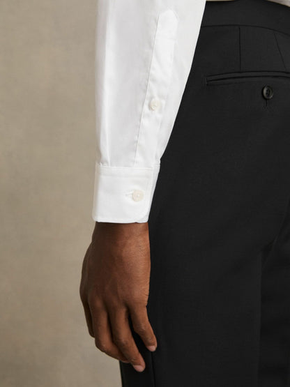 Slim Fit Cotton Sateen Shirt White | Men