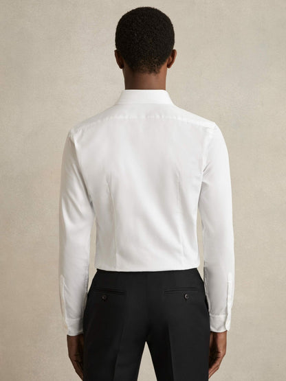 Slim Fit Cotton Sateen Shirt White | Men