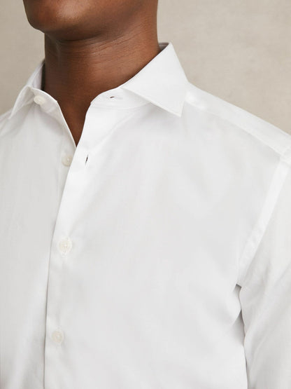 Slim Fit Cotton Sateen Shirt White | Men