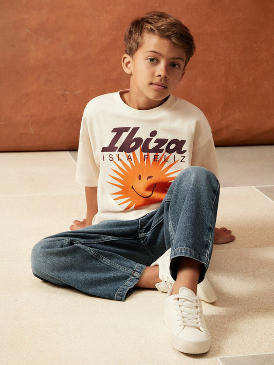 3-9 yrs SmileyWorld Sun Motif T-Shirt Off White | Children & Baby