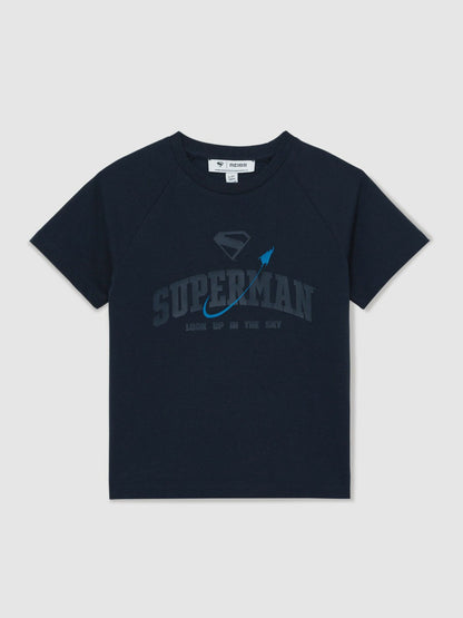 3-9 yrs Superman Raglan Logo T-Shirt Navy Blue | Children & Baby