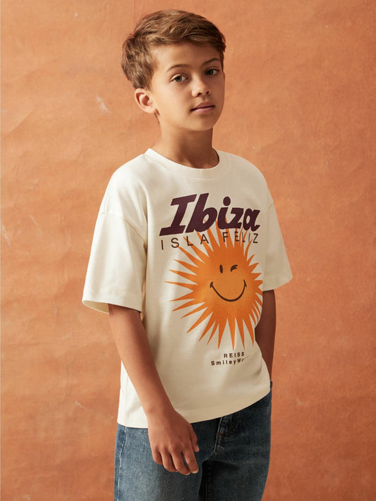 9-13 yrs SmileyWorld Sun Motif T-Shirt Off White | Children & Baby