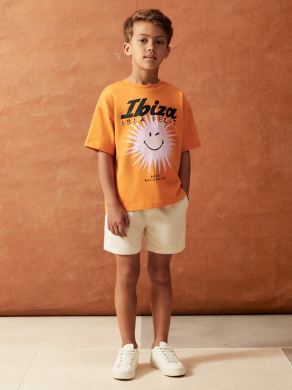13-14 yrs SmileyWorld Sun Motif T-Shirt Orange | Children & Baby