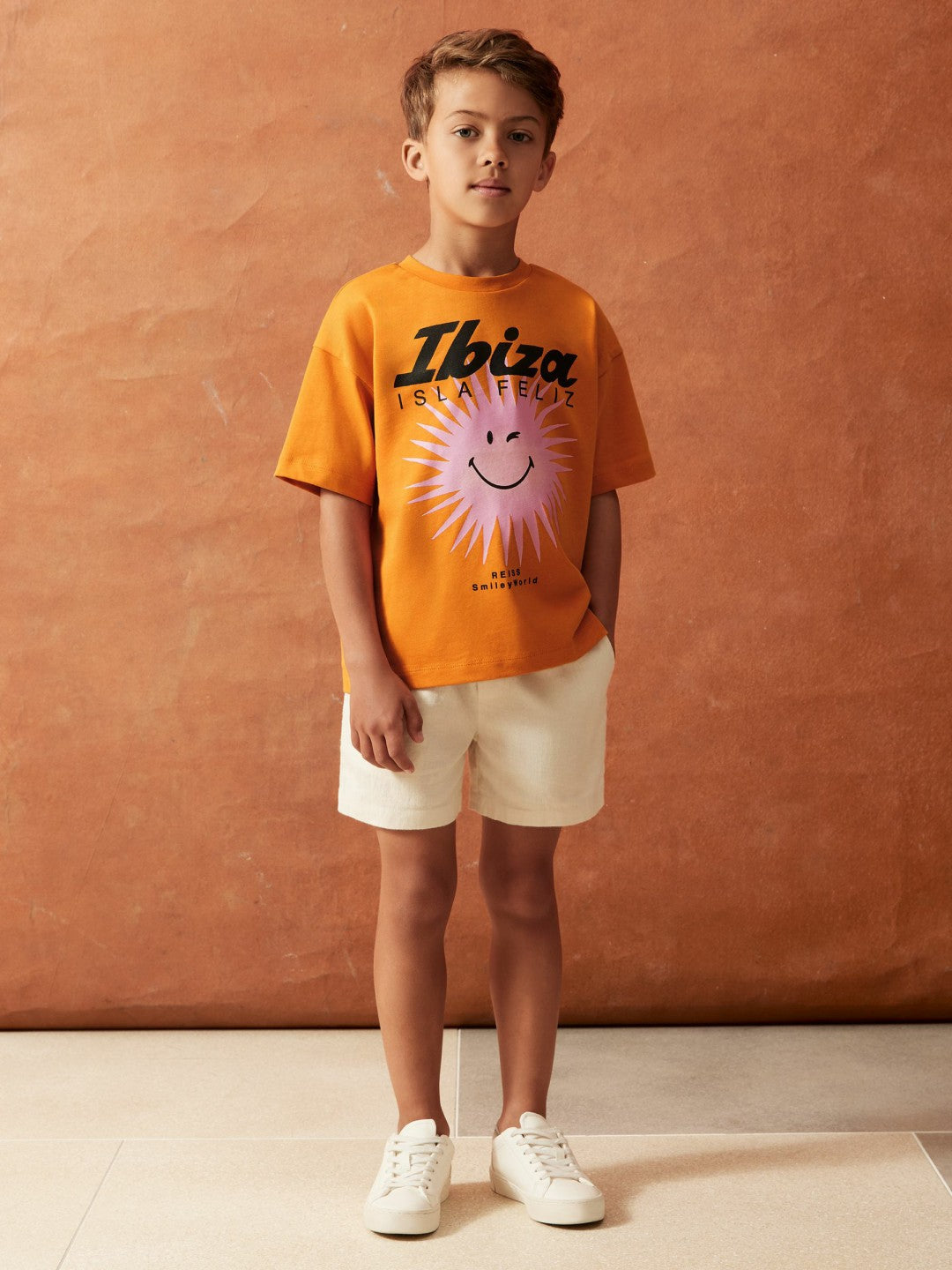 13-14 yrs SmileyWorld Sun Motif T-Shirt Orange | Children & Baby