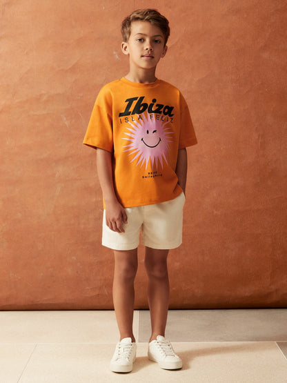13-14 yrs SmileyWorld Sun Motif T-Shirt Orange | Children & Baby