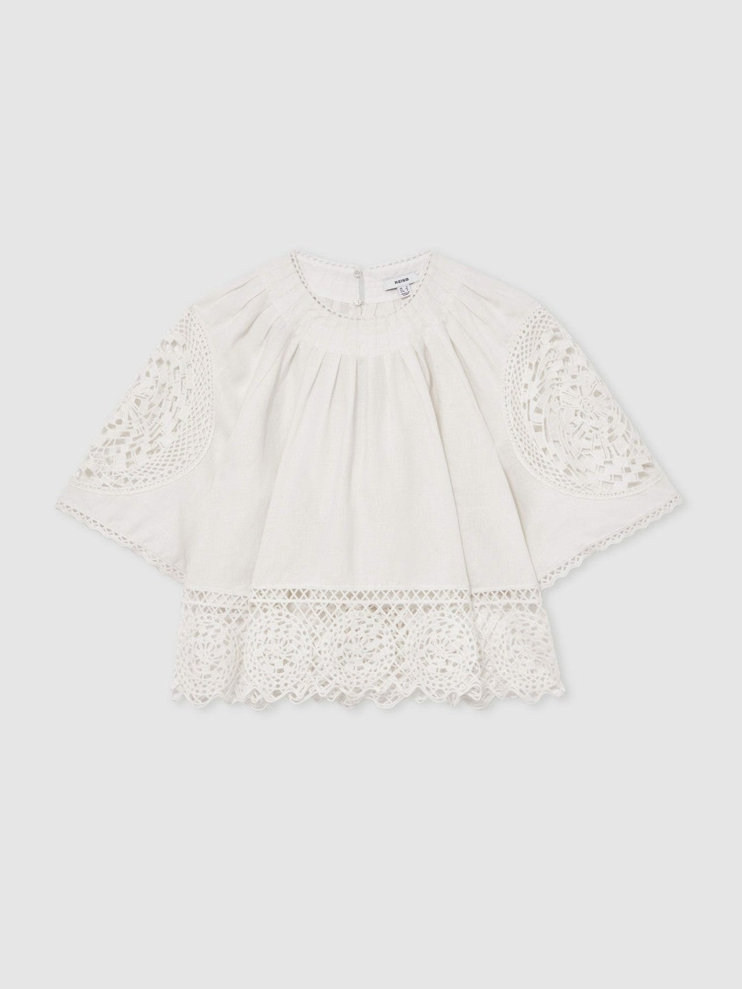 Linen Embroidered Swing Top Ivory | Women