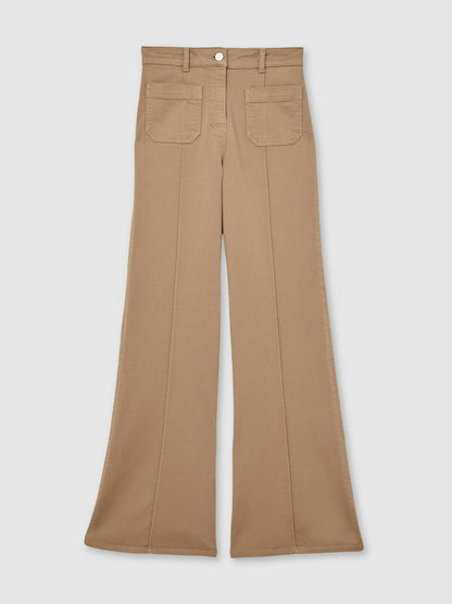 Petite Patch-Pocket Flared Jeans Taupe Neutral | Women