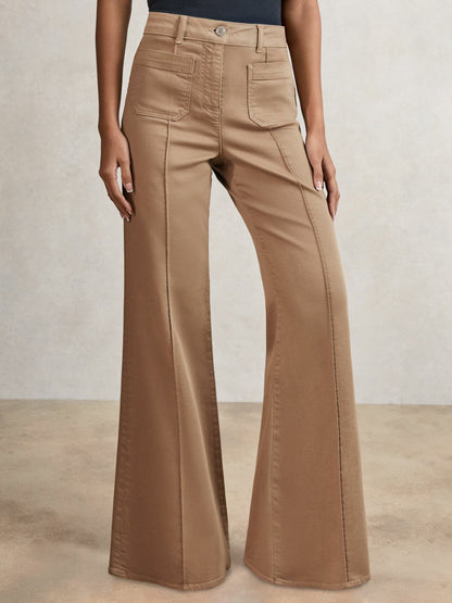 Petite Patch-Pocket Flared Jeans Taupe Neutral | Women