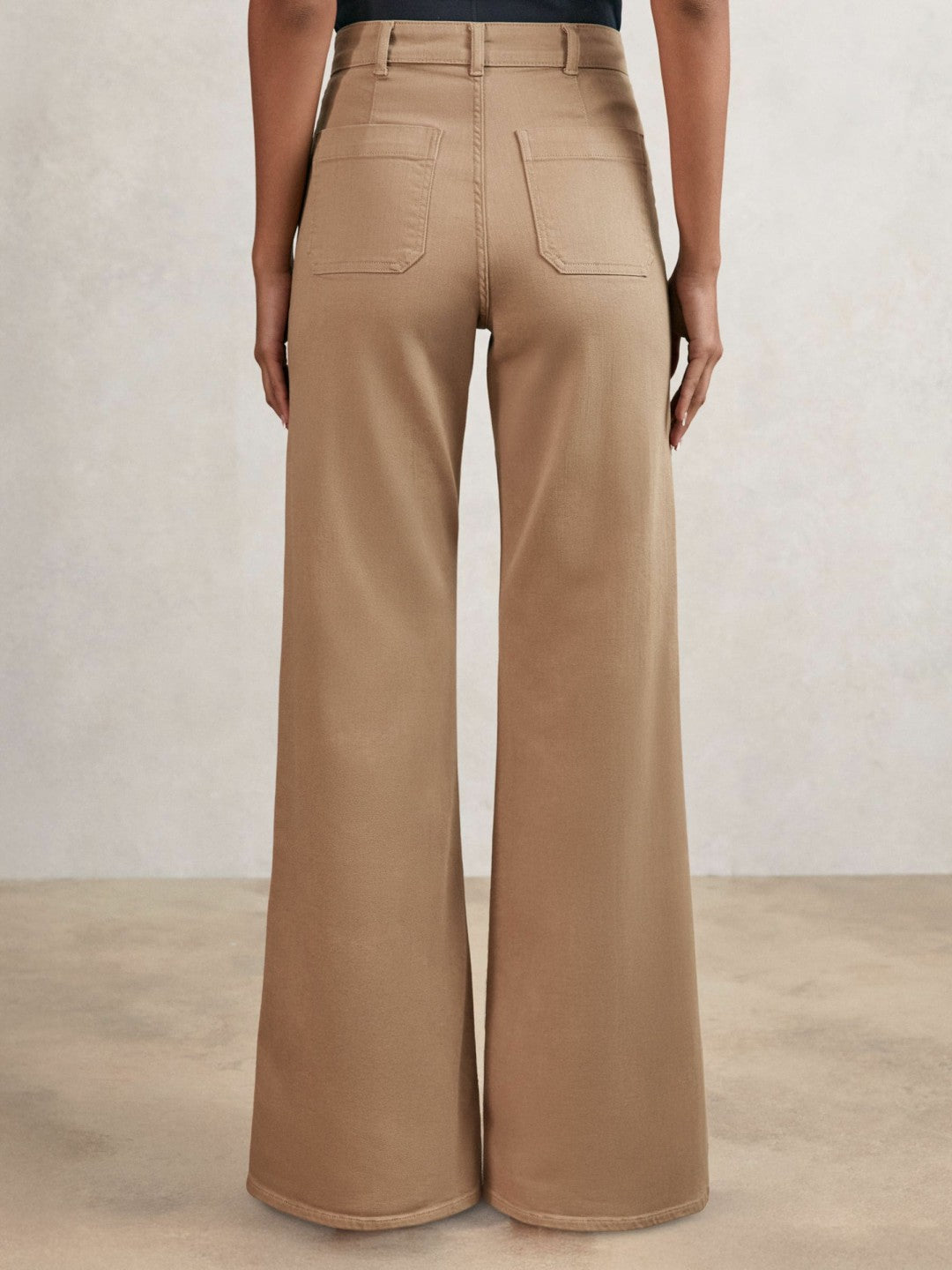 Petite Patch-Pocket Flared Jeans Taupe Neutral | Women
