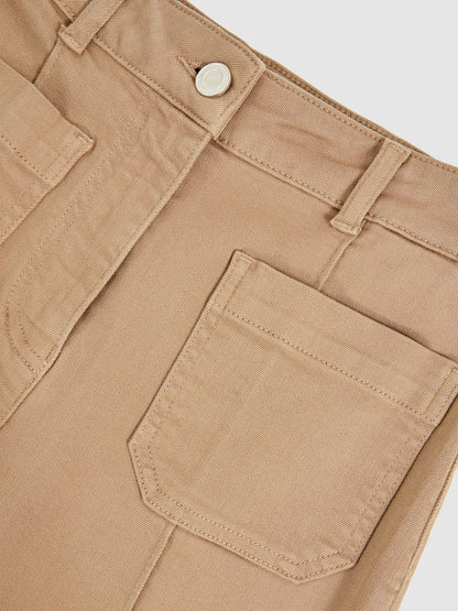 Petite Patch-Pocket Flared Jeans Taupe Neutral | Women