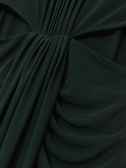 Ruched Long-Sleeve Maxi Dress Dark Green | Women