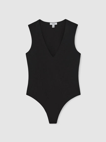 V-Neck Sleeveless Bodysuit Black | Women