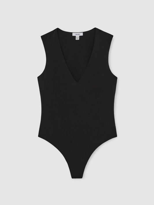 V-Neck Sleeveless Bodysuit Black | Women