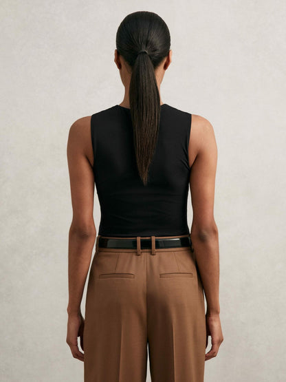 V-Neck Sleeveless Bodysuit Black | Women