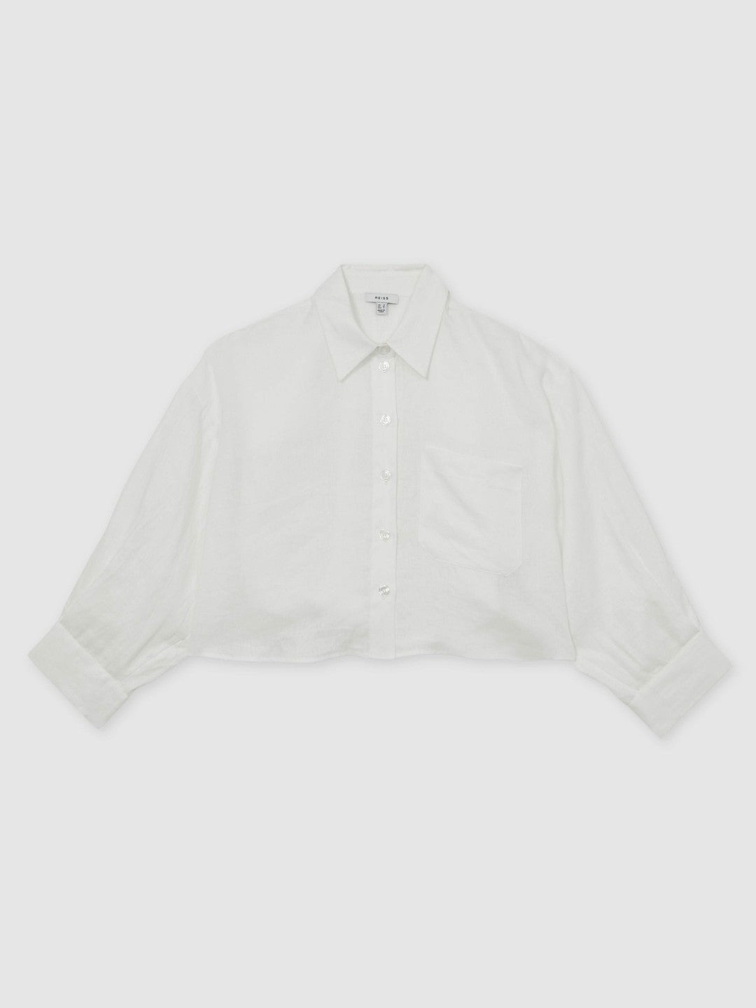 Oversize Linen Cropped Shirt White | Women