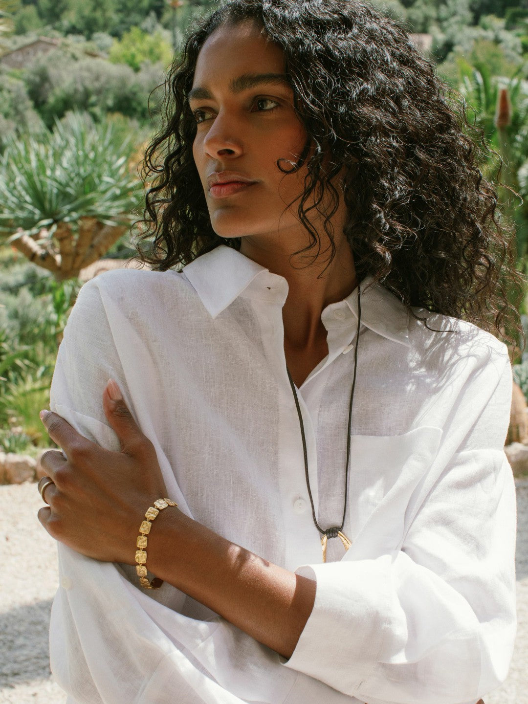 Oversize Linen Cropped Shirt White | Women