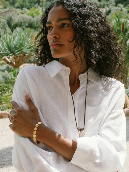 Oversize Linen Cropped Shirt White | Women