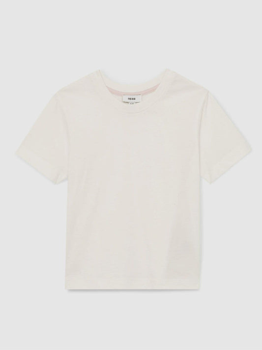 3-9 yrs Cotton Crew Neck T-Shirt Ivory | Children & Baby