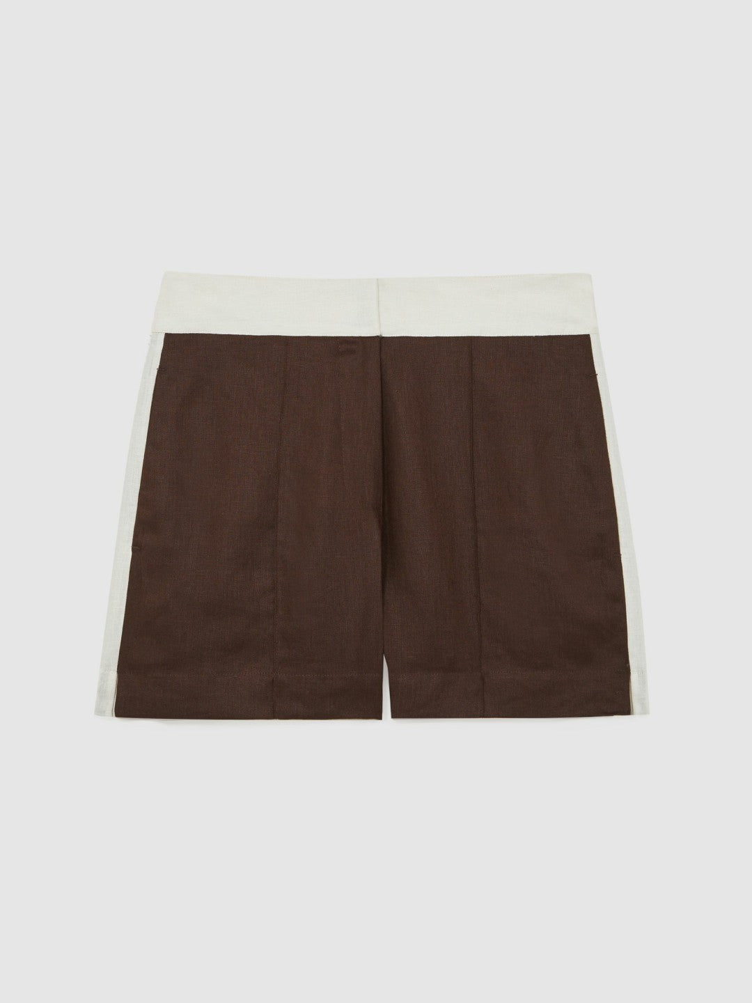 Linen Colourblock Shorts Chocolate/Cream | Women