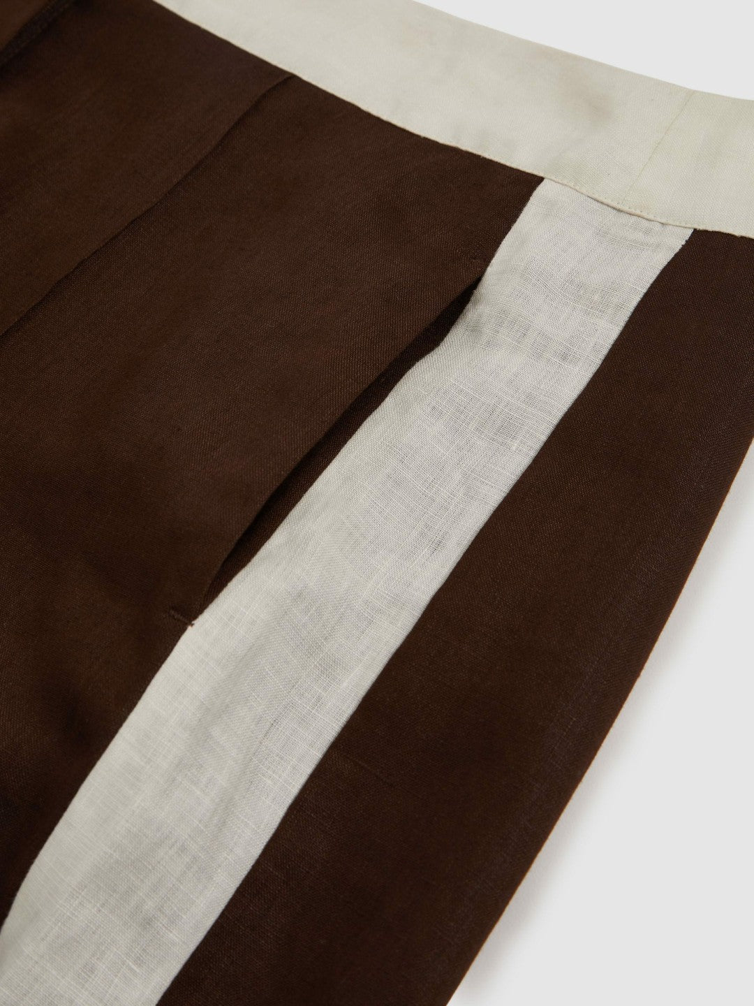 Linen Colourblock Shorts Chocolate/Cream | Women