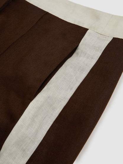 Linen Colourblock Shorts Chocolate/Cream | Women