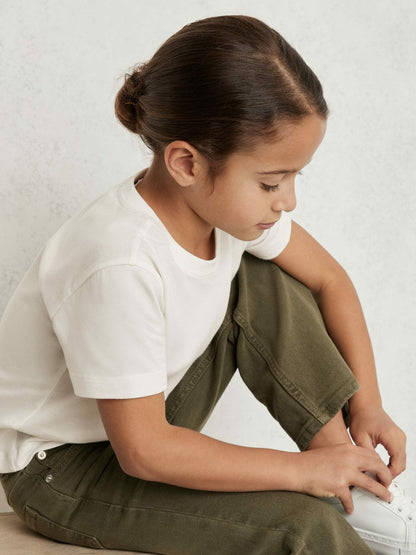 9-13 yrs Cotton Crew Neck T-Shirt Ivory | Children & Baby