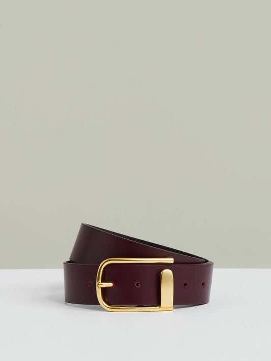 Leather Half Keeper Belt Burgundy | Women