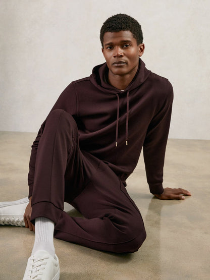Interlock Jersey Drawstring Hoodie Cherry Red | Men