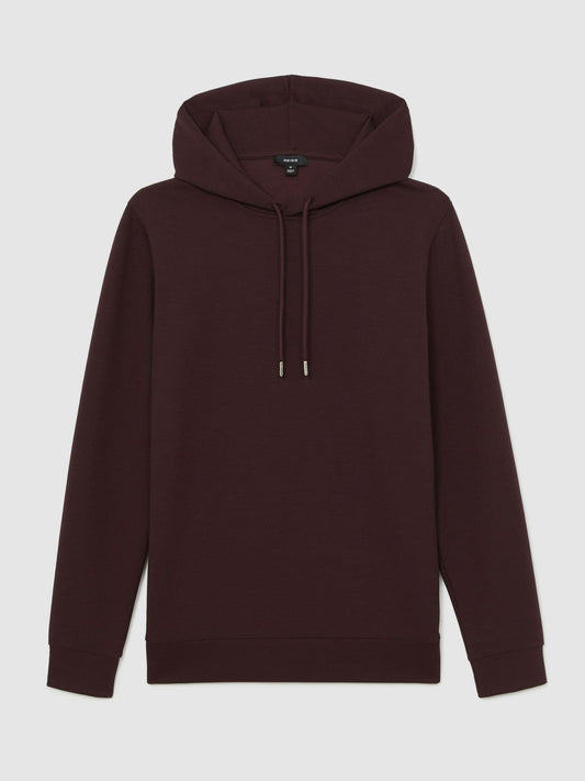 Interlock Jersey Drawstring Hoodie Cherry Red | Men