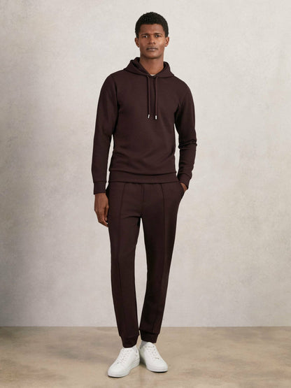 Interlock Jersey Drawstring Hoodie Cherry Red | Men
