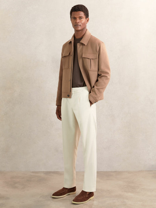 Tapered Drawstring Tailored Trousers Ecru | Men