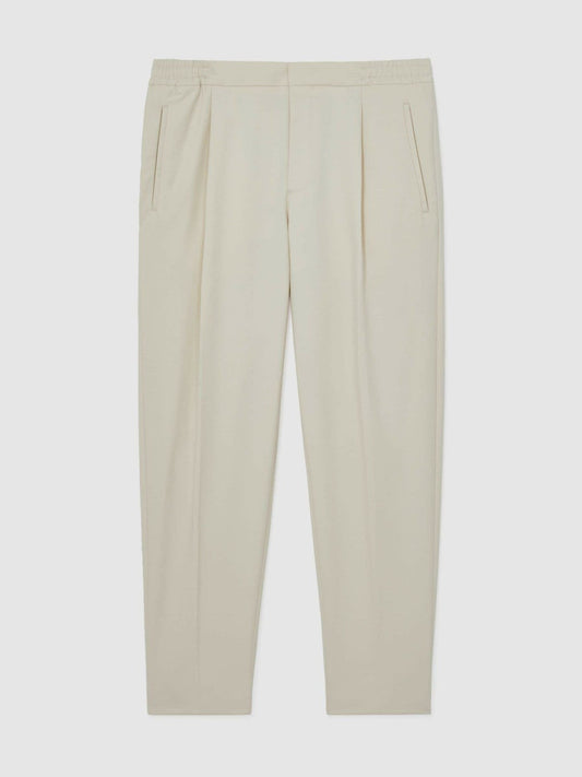Tapered Drawstring Tailored Trousers Ecru | Men