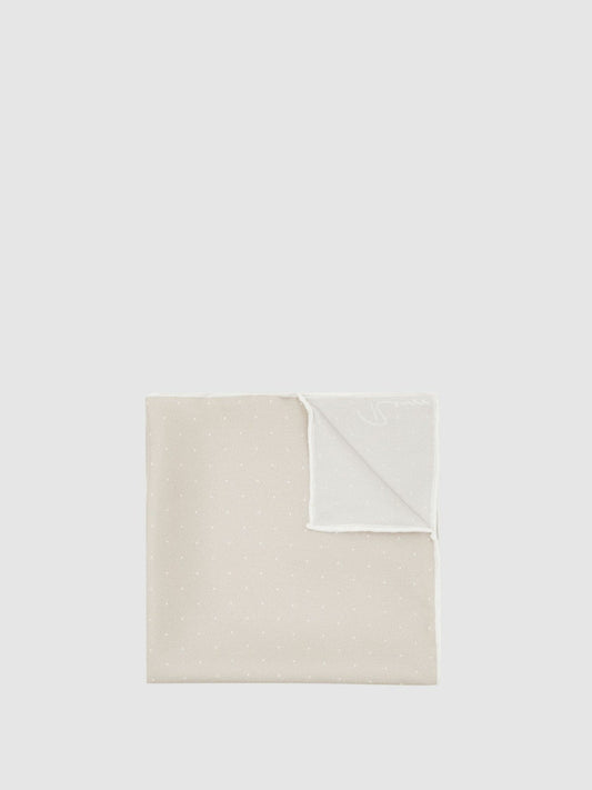 Silk Polka Dot Pocket Square Champagne | Men