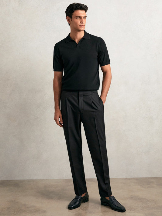 Tapered Drawstring Tailored Trousers Black | Men